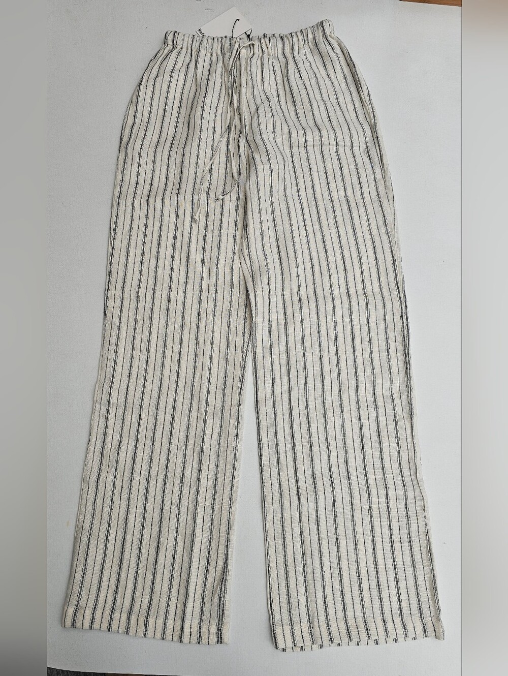 Reformation Olina Linen Striped Pants